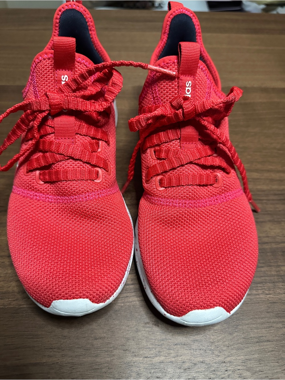 Women’s Adidas Cloudform Red Knit Athletic Sneakers